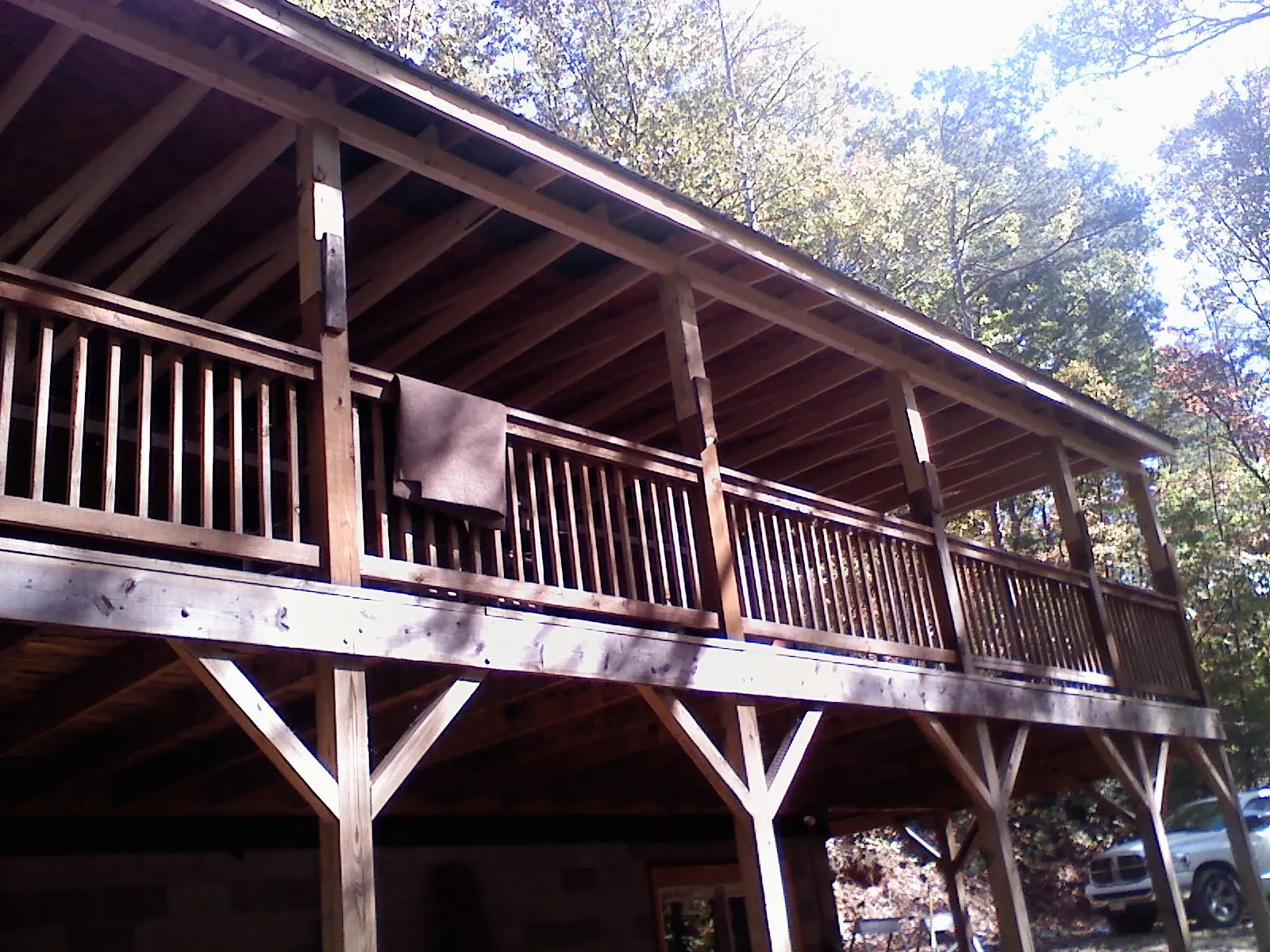 Timber framing under a new elevated porch and deck — Roof Leak Repair in Topton by Roofing Brothers